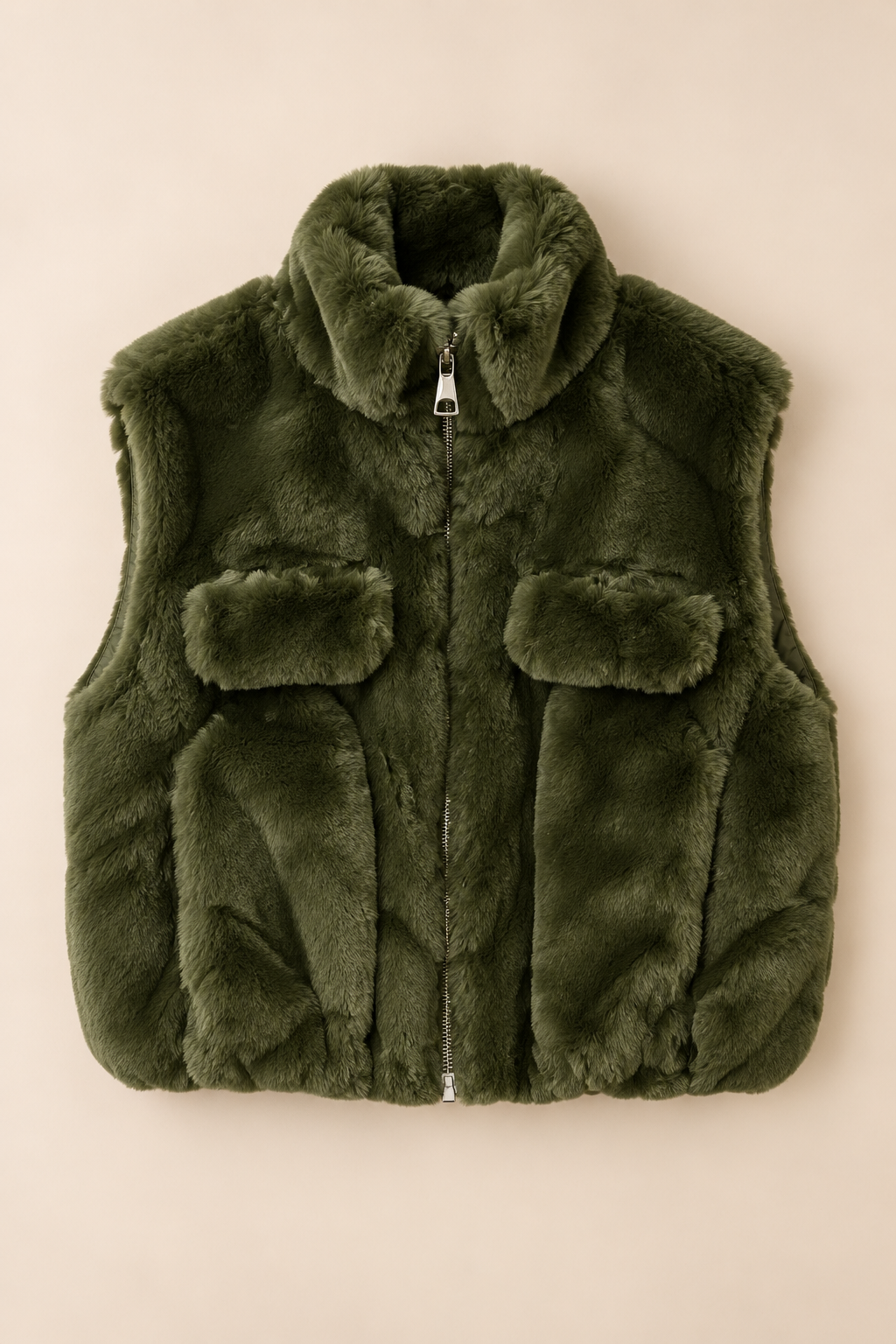 Alessia Faux Fur Gilet – Khaki