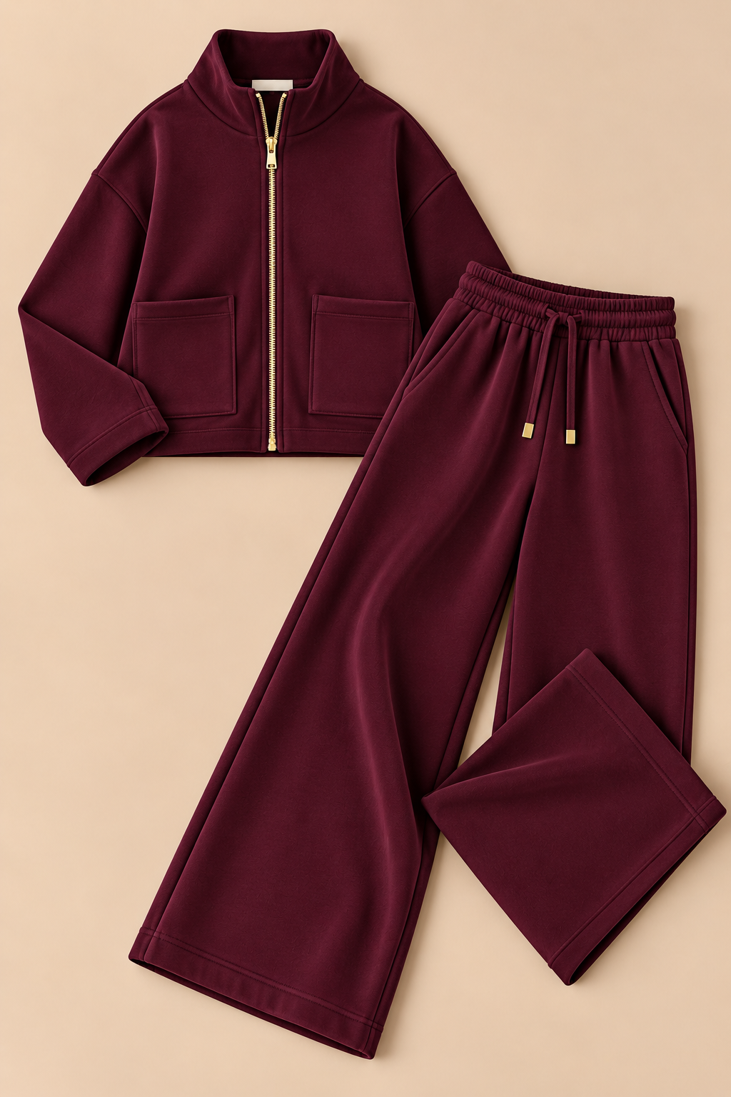 Veyra Zip Co-ord Set - Dark Red