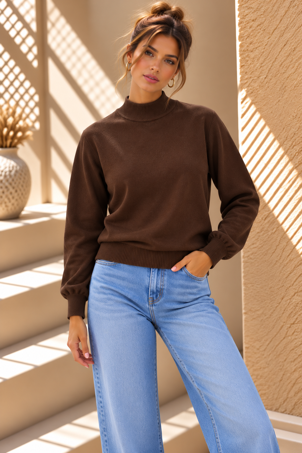 Aveline Turtle Neck Jumper – Brown