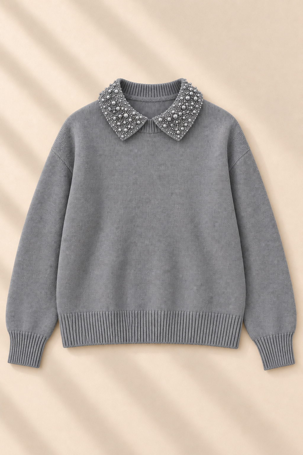 Avielle Pearl Collar Knit – Grey