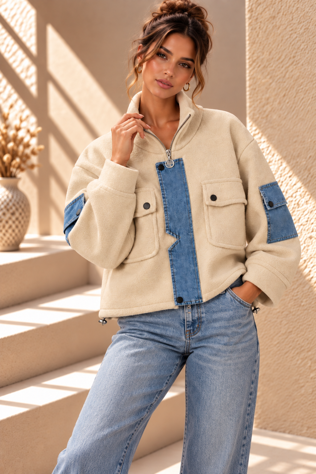 Bexley Denim Trim Jacket – Cream