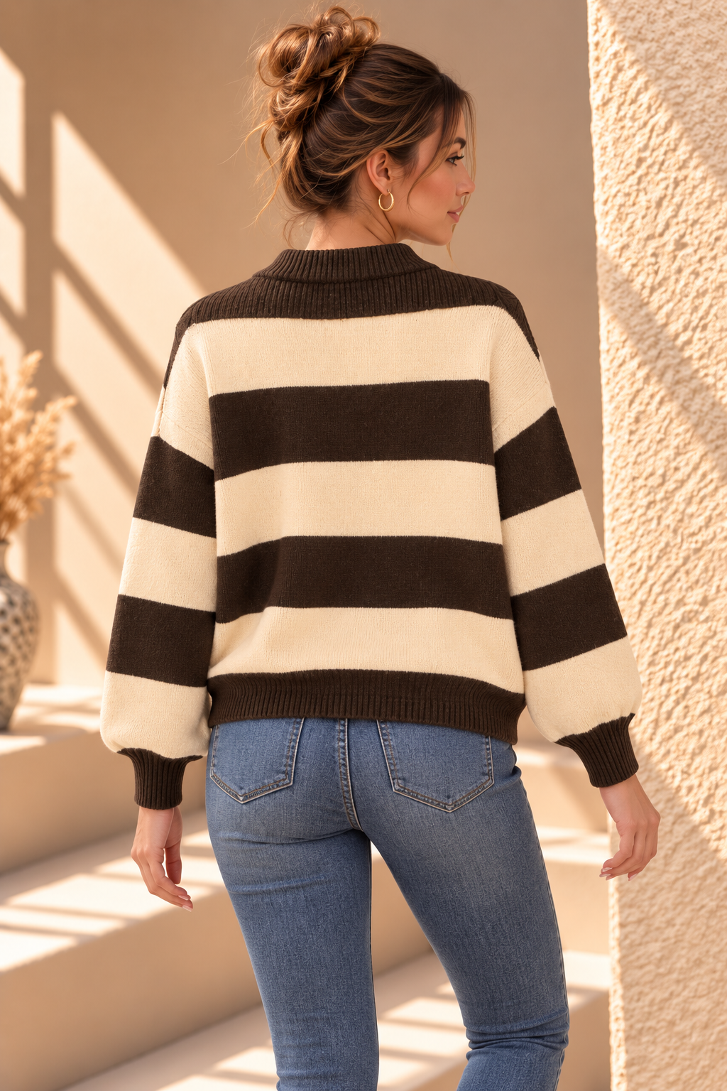 Blythe Stripe Knit – Brown/Yellow