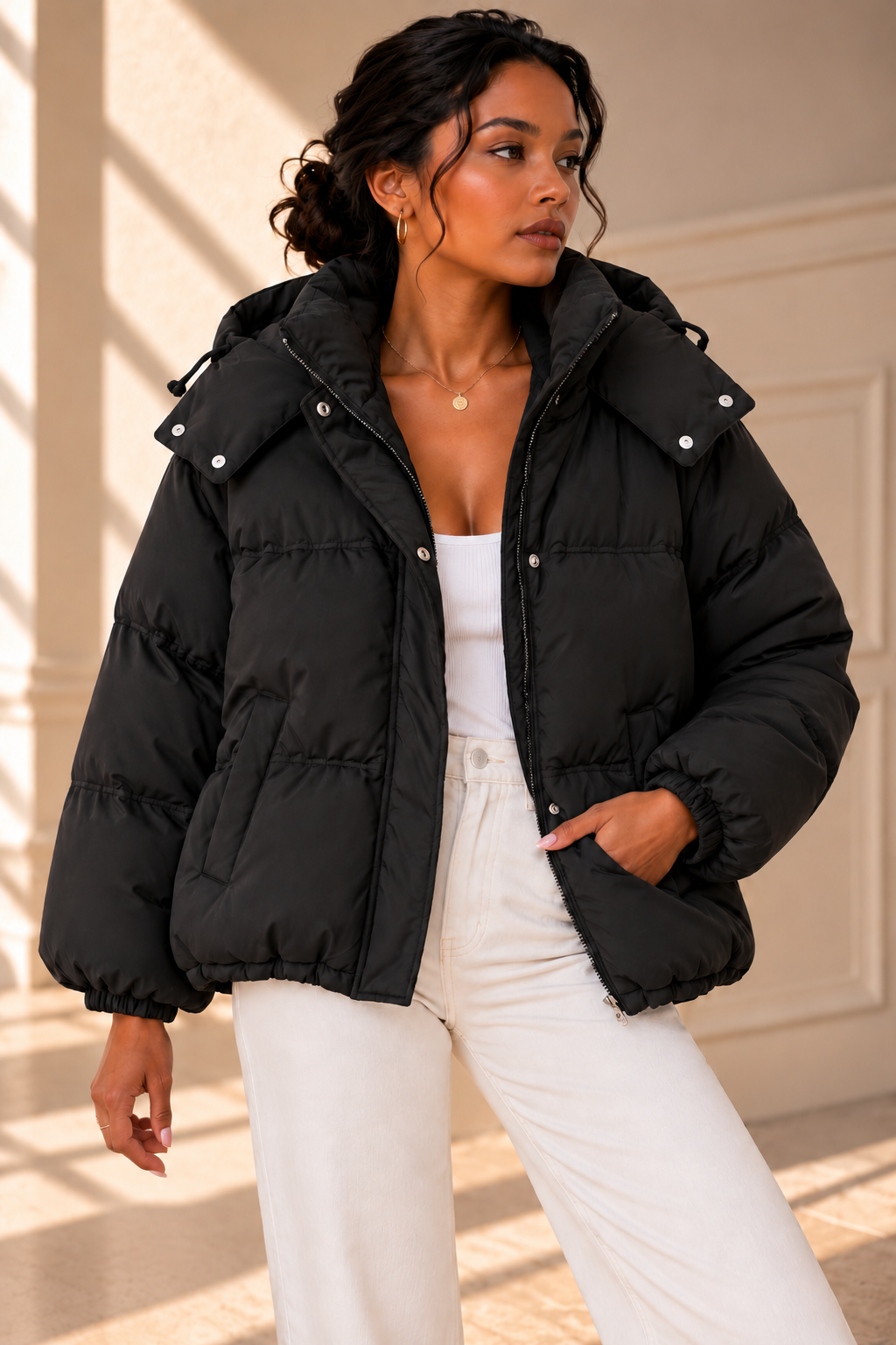 Cora Puffer Jacket – Black
