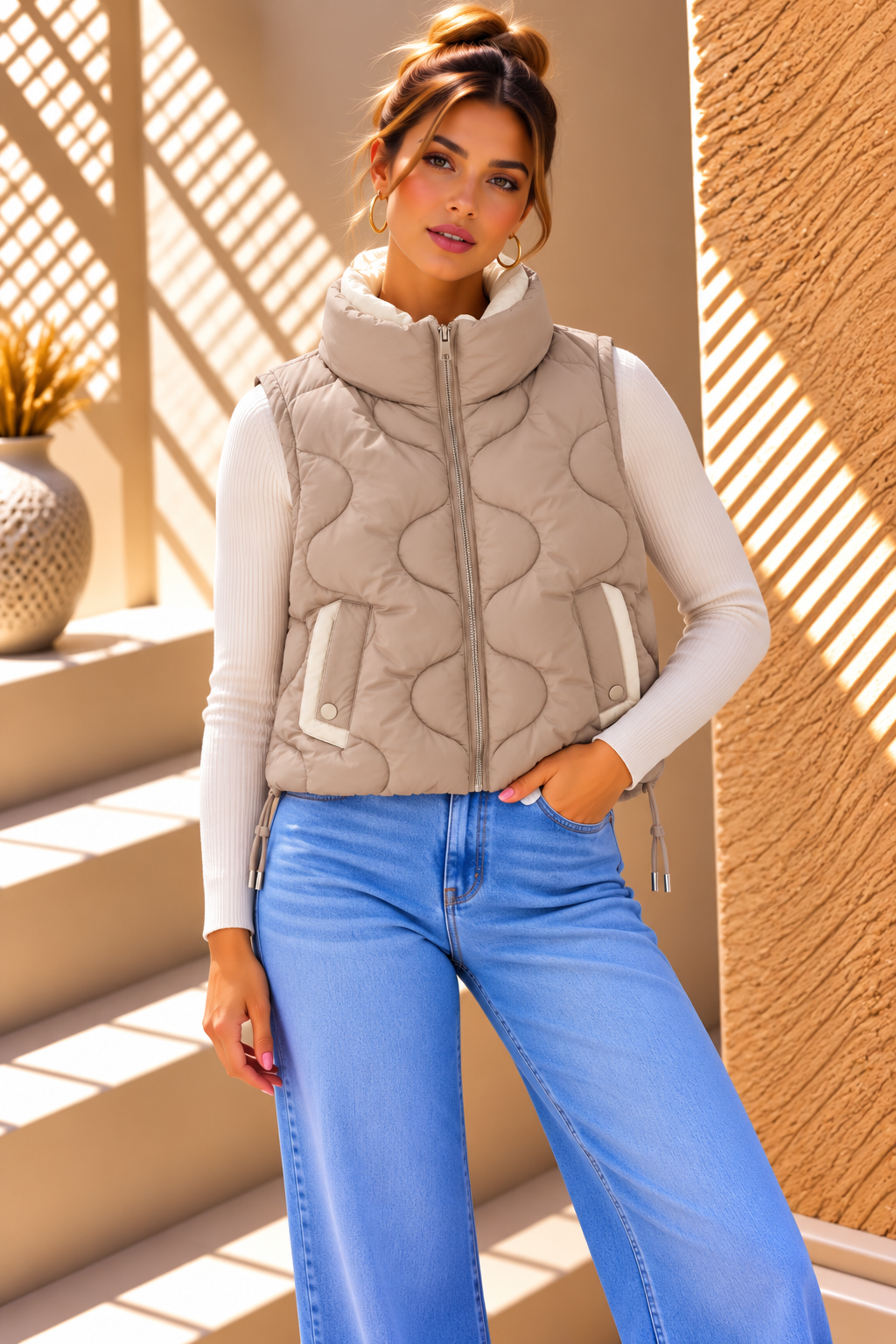 Bexley Quilted Gilet – Taupe