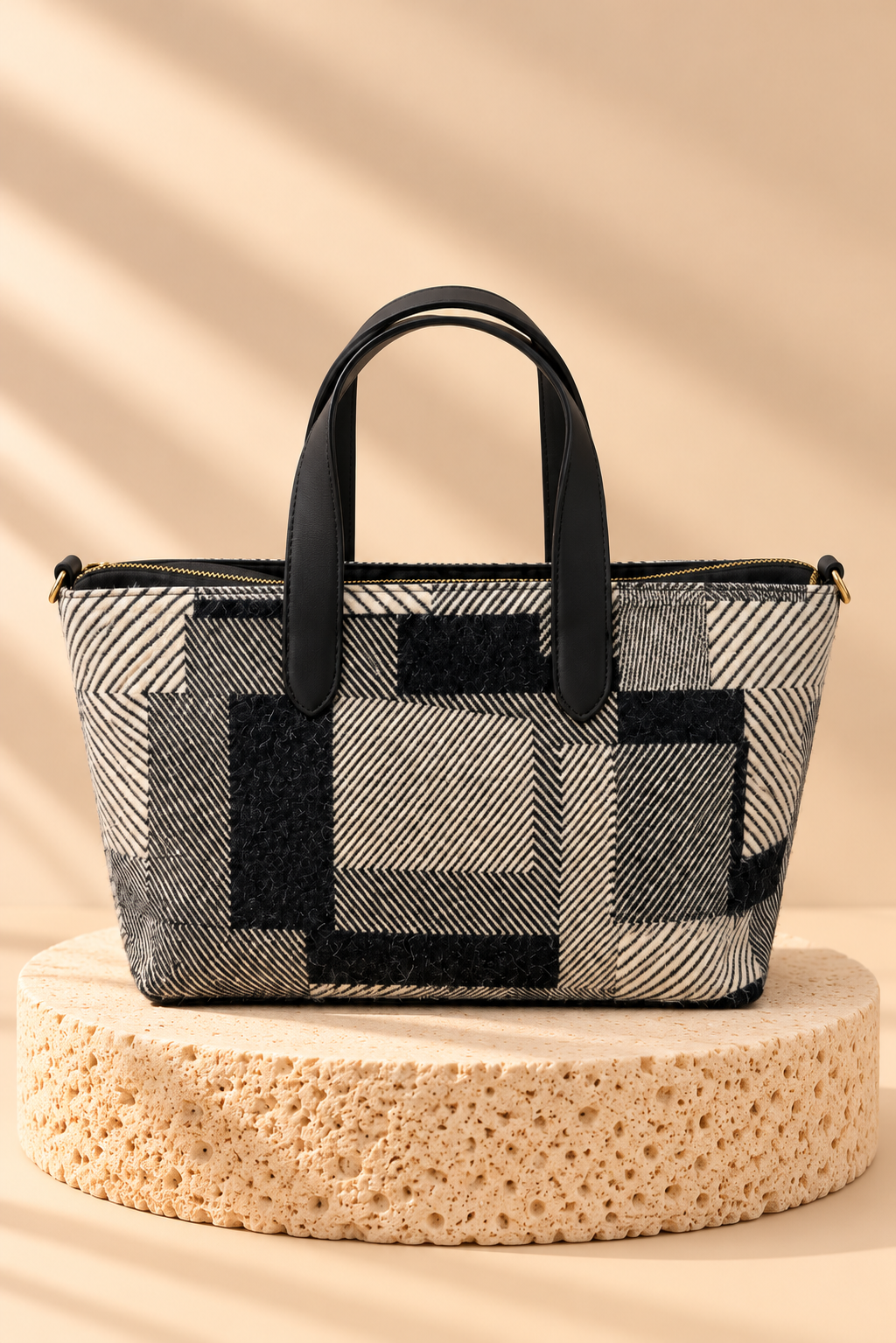Harlow Patchwork Tote Bag – Black