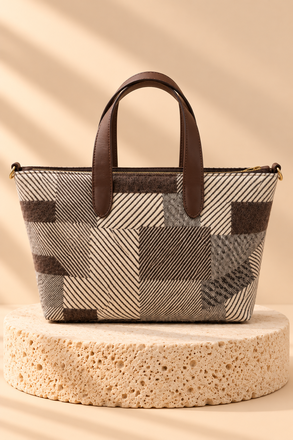 Harlow Patchwork Tote Bag – Brown