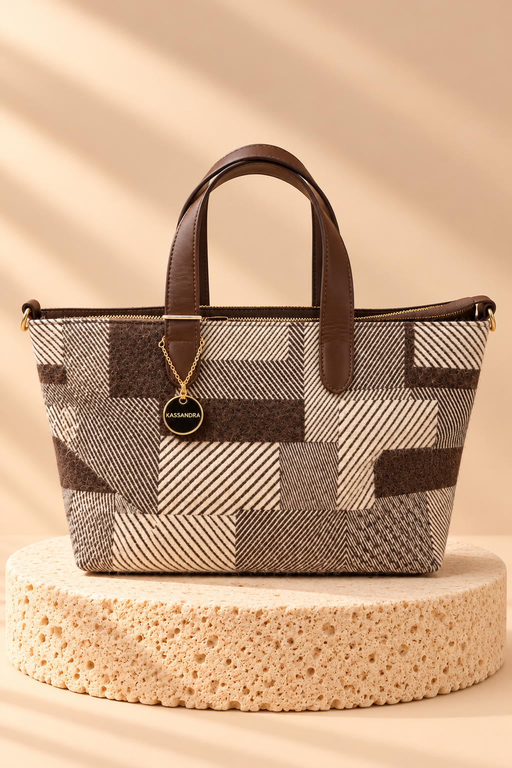 Harlow Patchwork Tote Bag – Brown