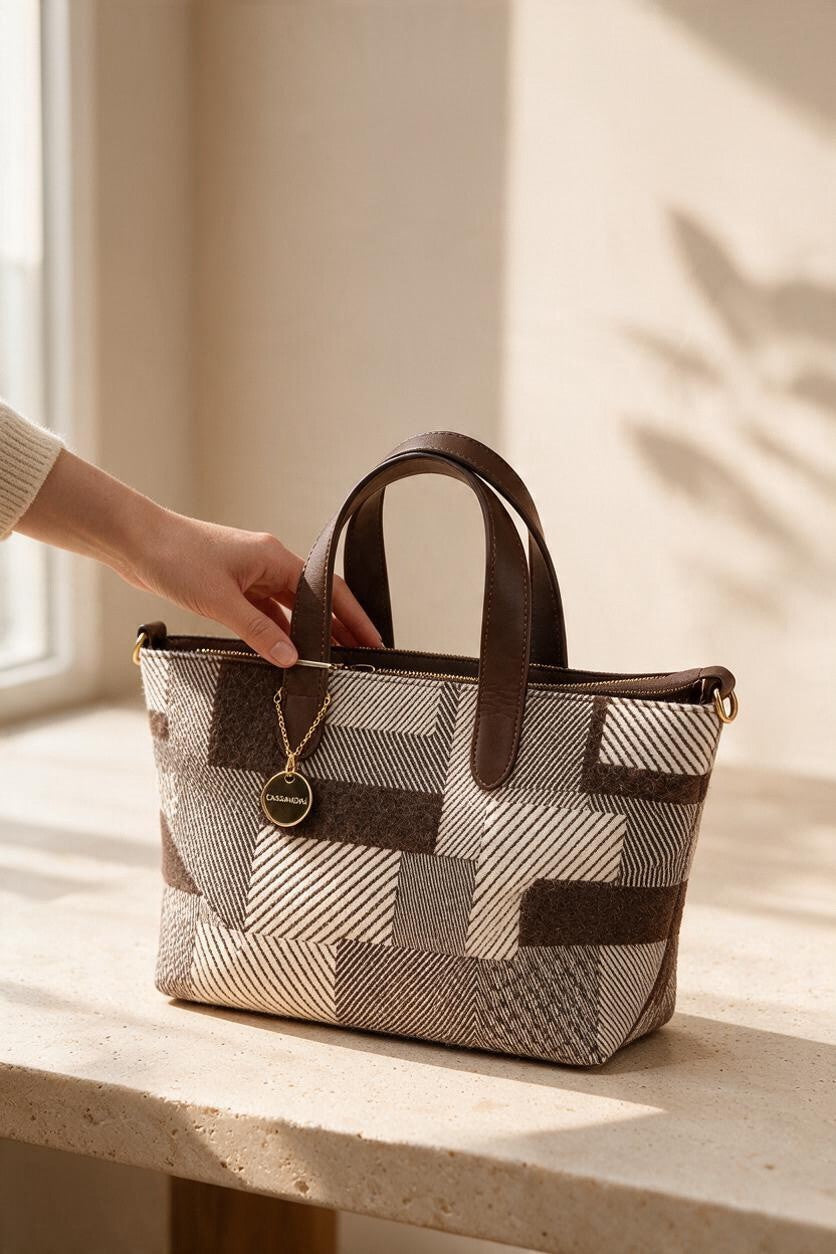 Harlow Patchwork Tote Bag – Brown