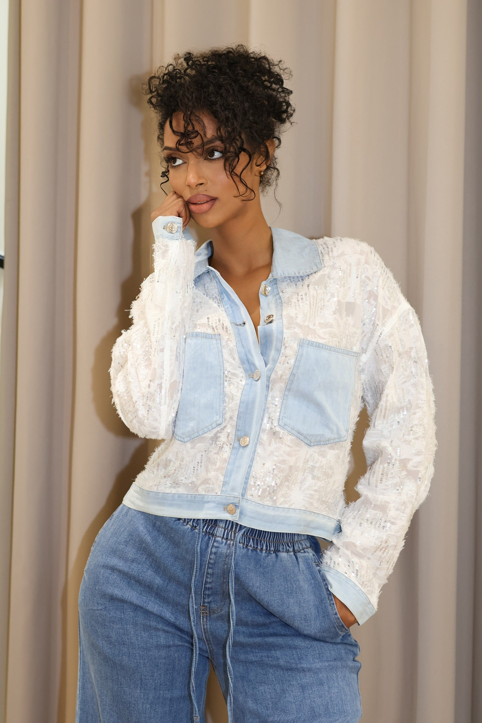 Azure/White Lace Jacket