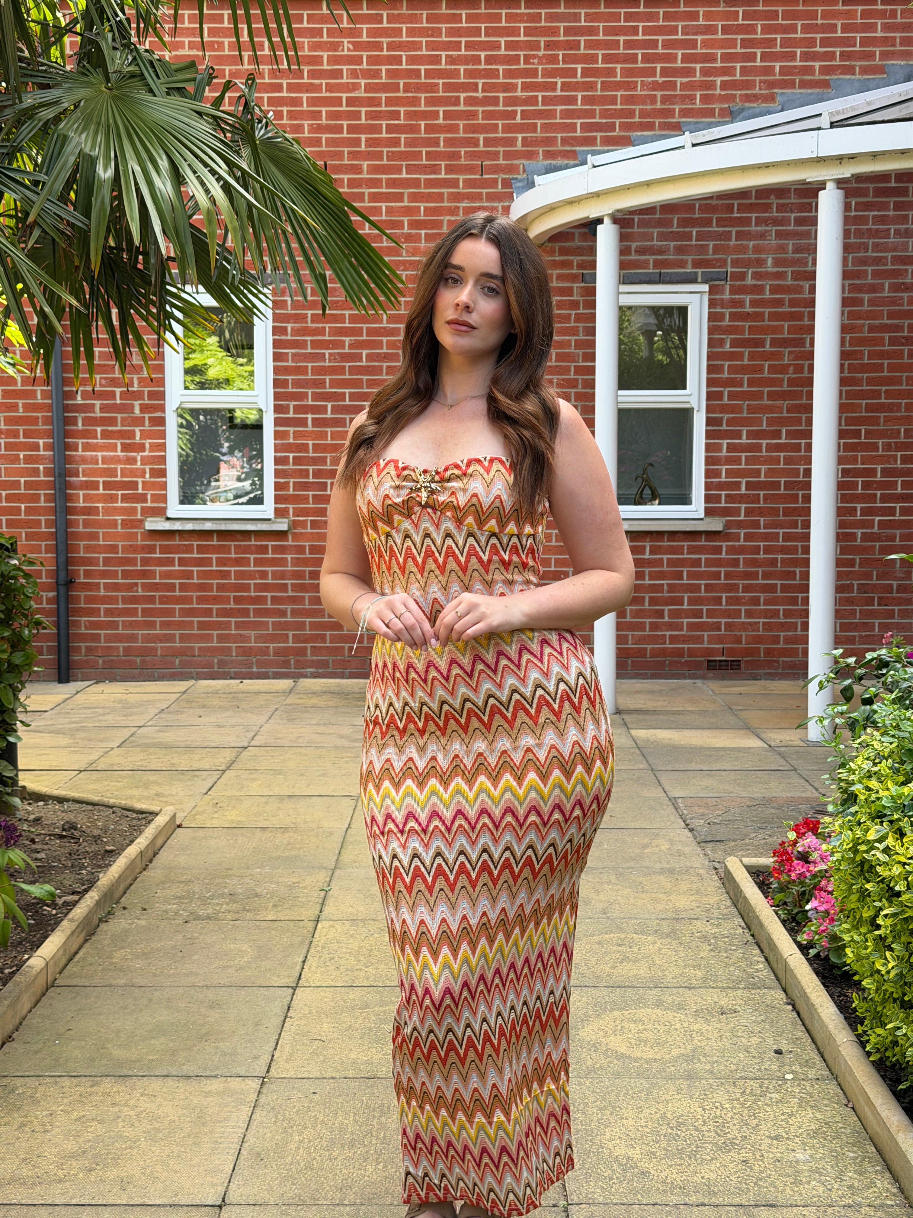 Zigzag Knit Maxi Dress