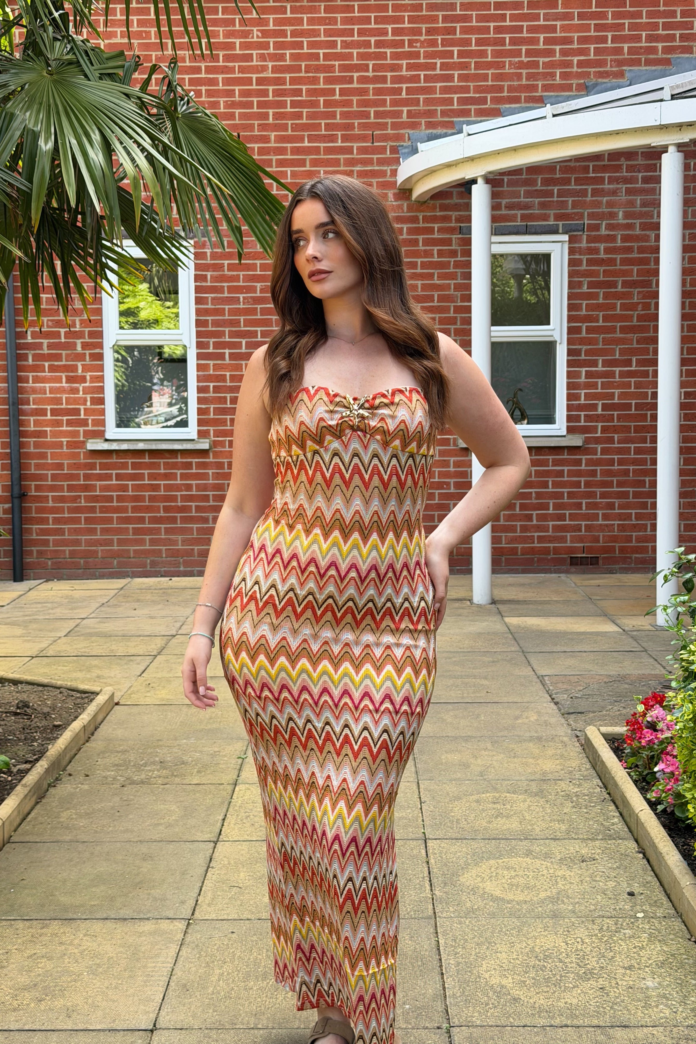 Zigzag Knit Maxi Dress