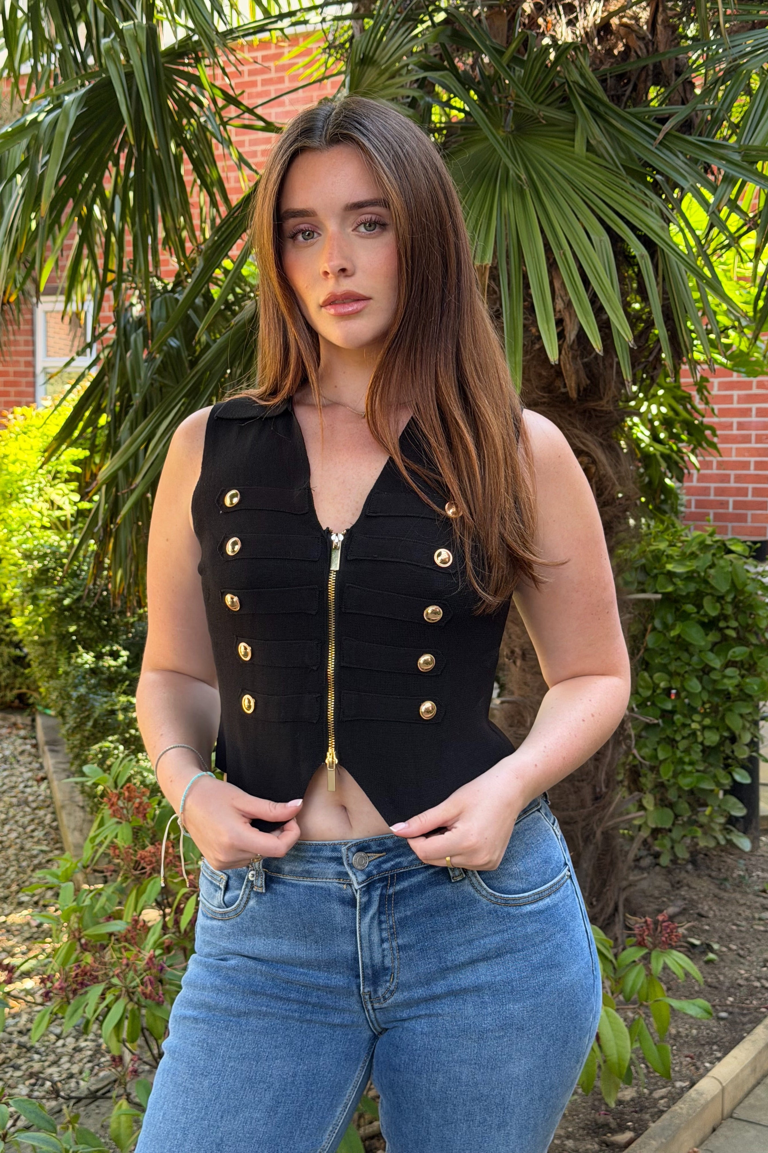 Regent Military Knit Vest - Black