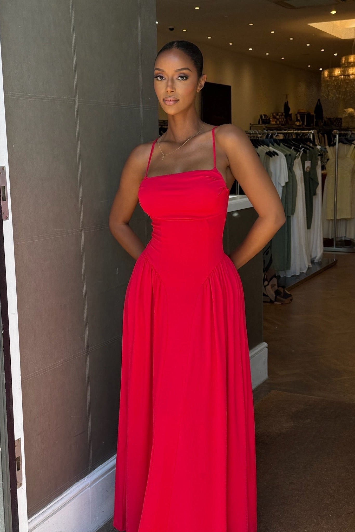 Coco Drape Maxi Dress - Red