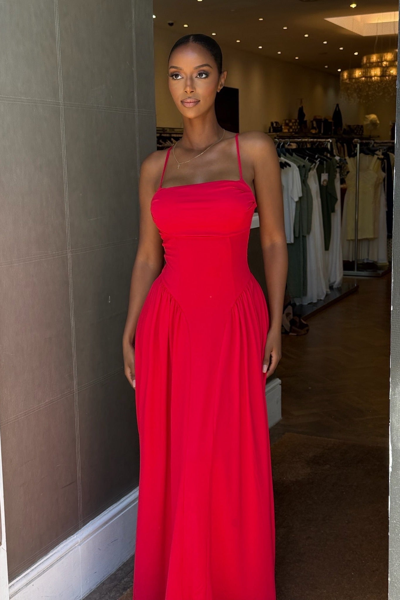 Coco Drape Maxi Dress - Red