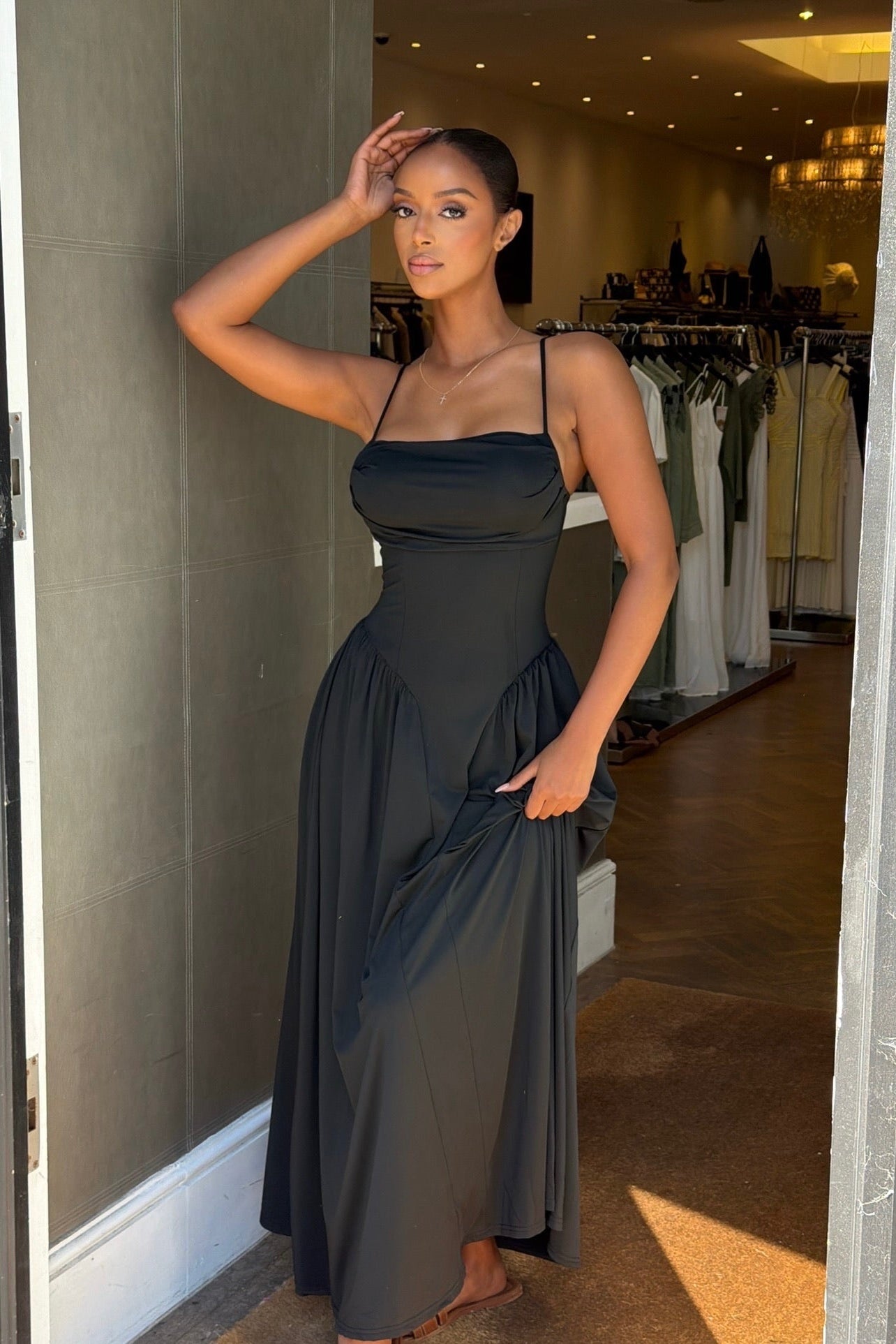 Coco Drape Maxi Dress - Black