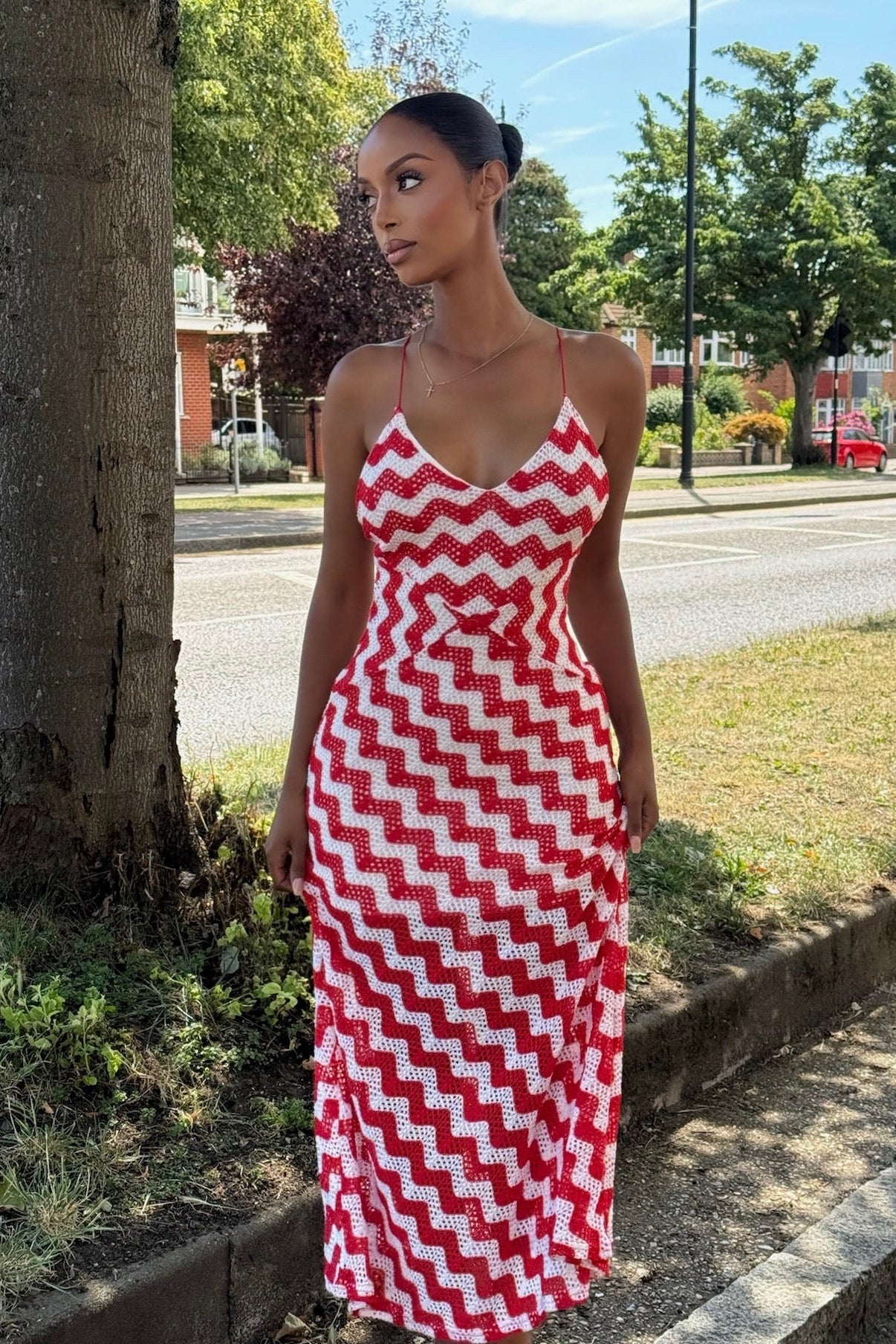 Zigzag Maxi Dress - Red