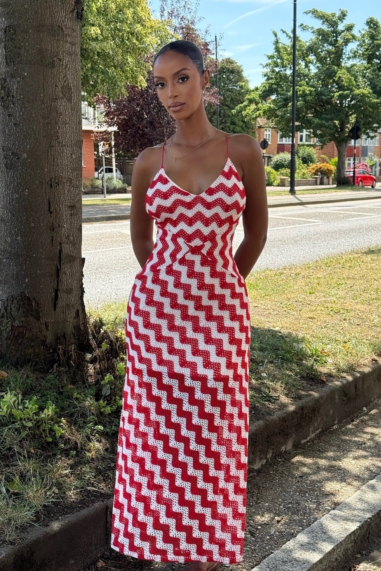Zigzag Maxi Dress - Red
