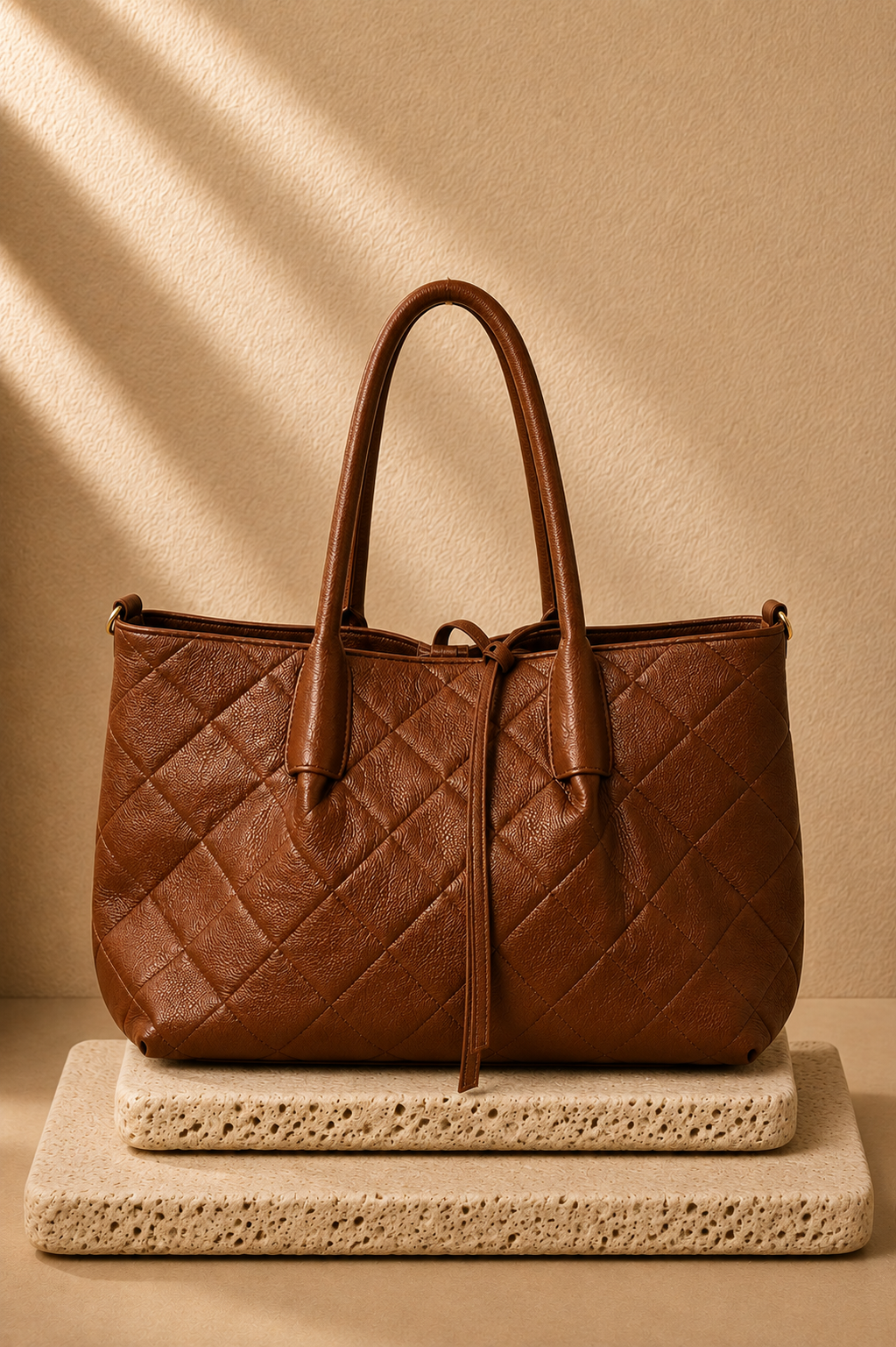 Kensington Quilted Tote Cognac