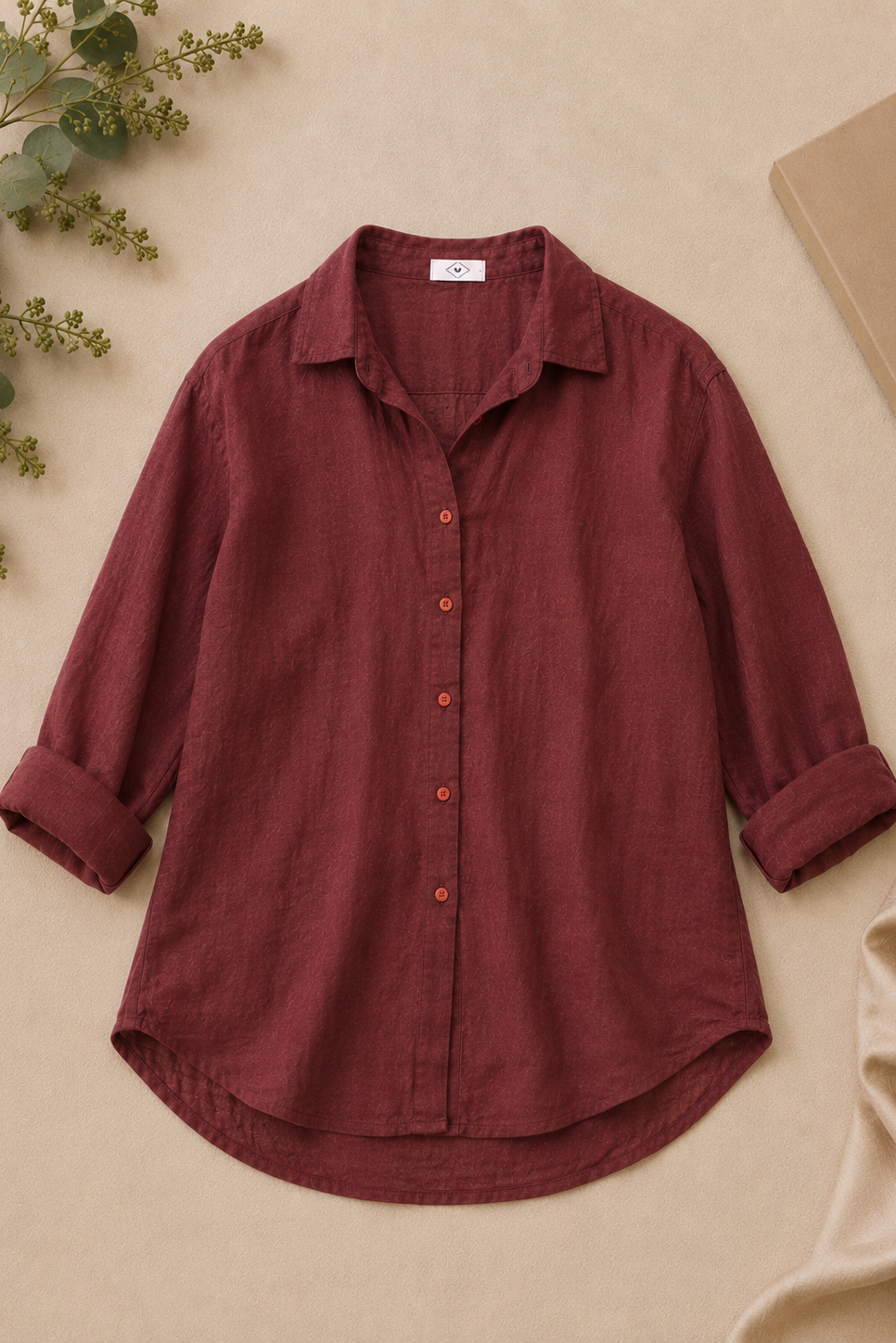 Marlow Linen Shirt - Burgundy
