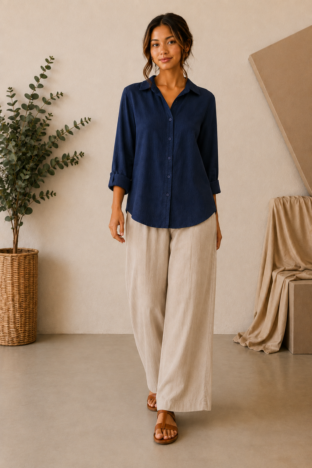 Marlow Linen Shirt - Navy