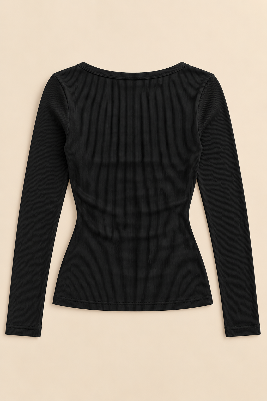 Marnie Ribbed Button Top – Black