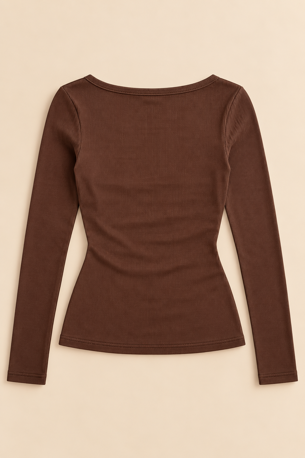 Marnie Ribbed Button Top – Chocolate