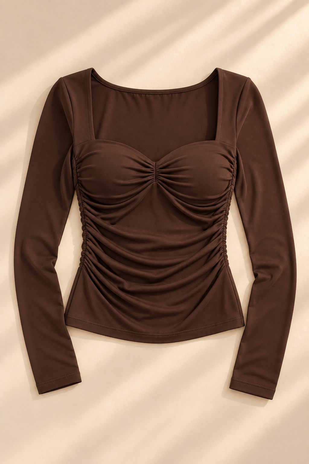 Mila Ruched Top – Brown