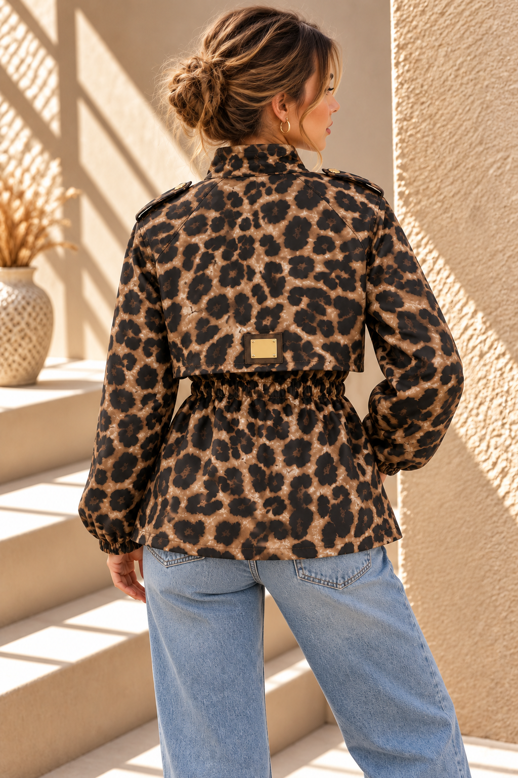Nola Leopard Print Jacket – Brown