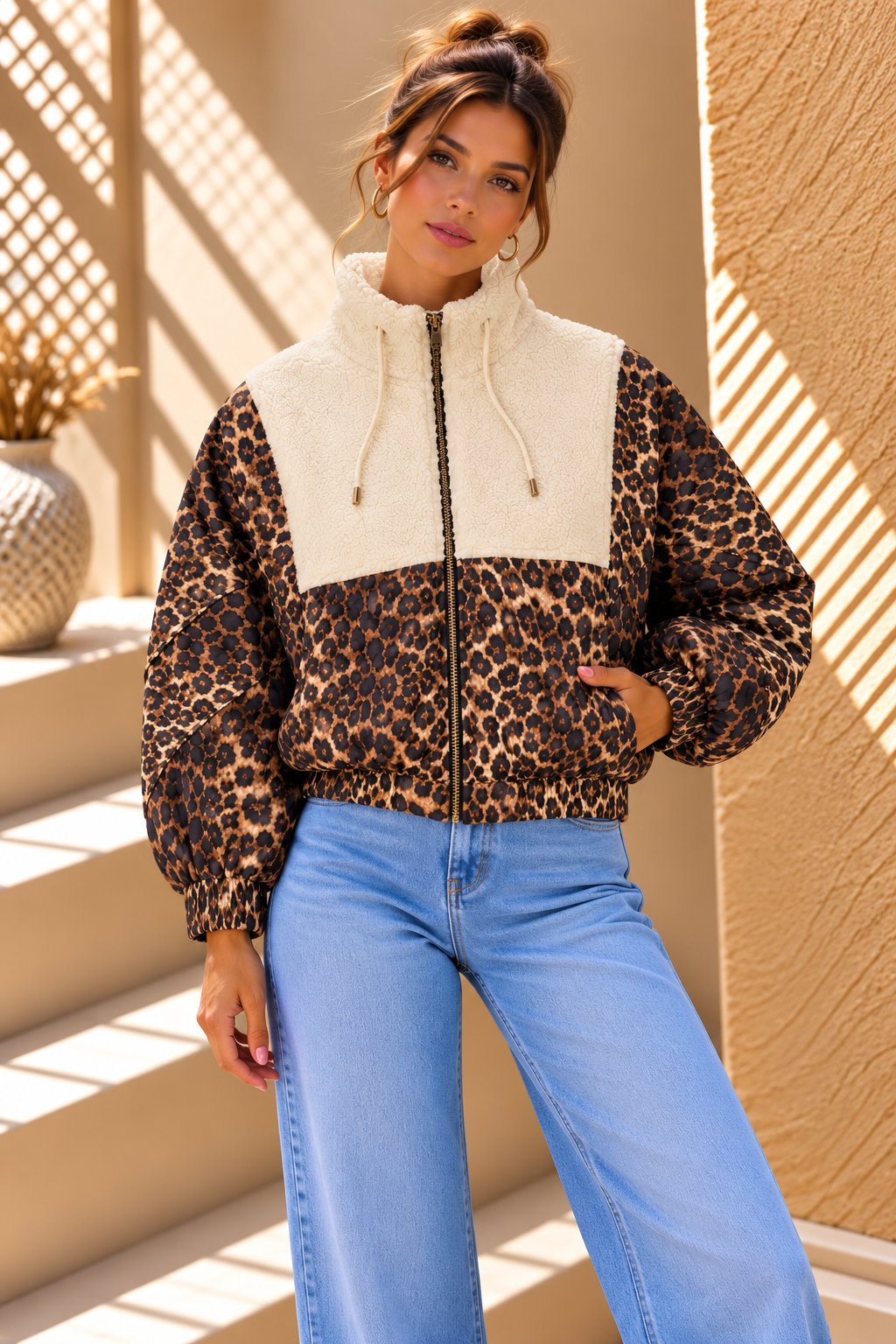 Odette Leopard Borg Jacket