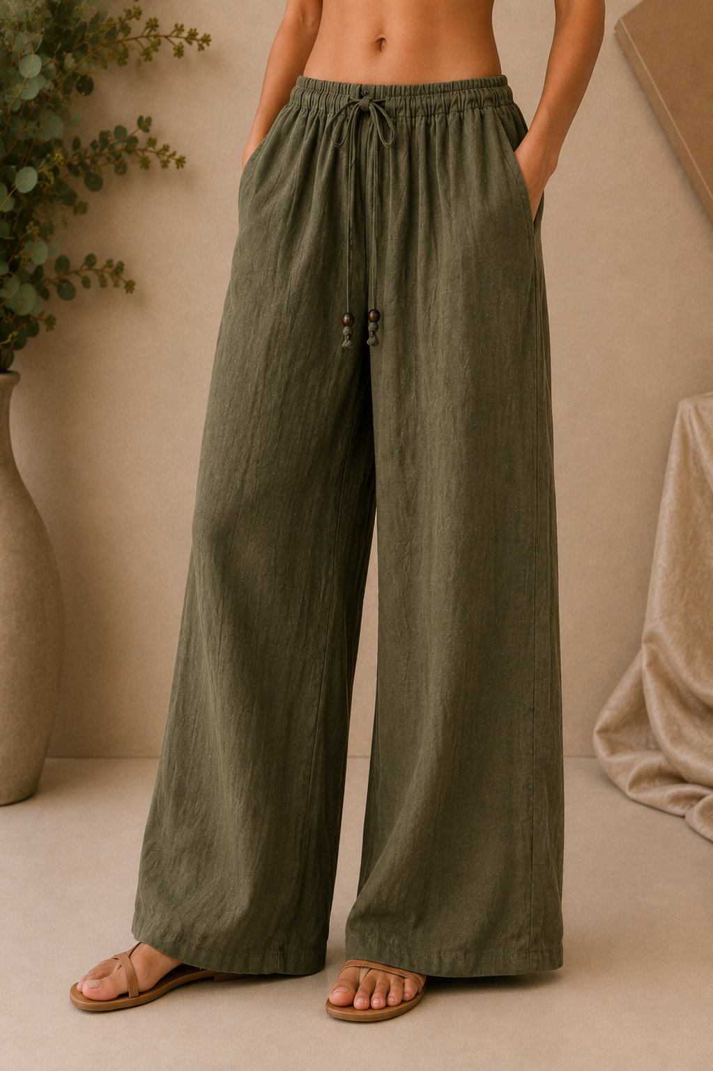 Olive Linen Trousers