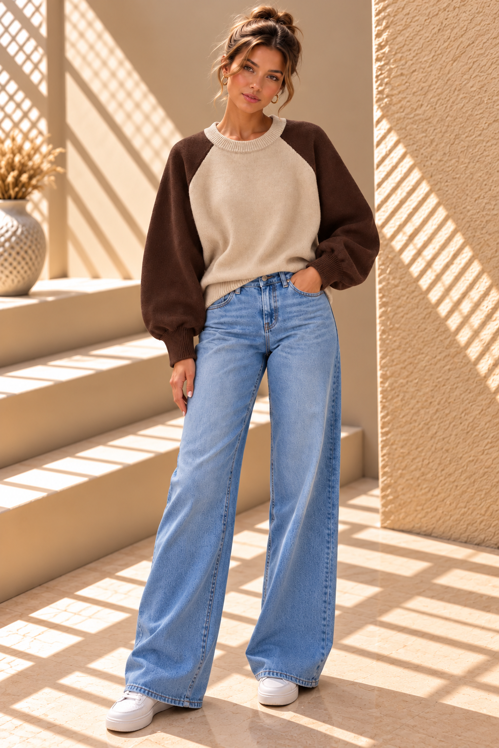 Orla Contrast Knit – Chocolate & Cream