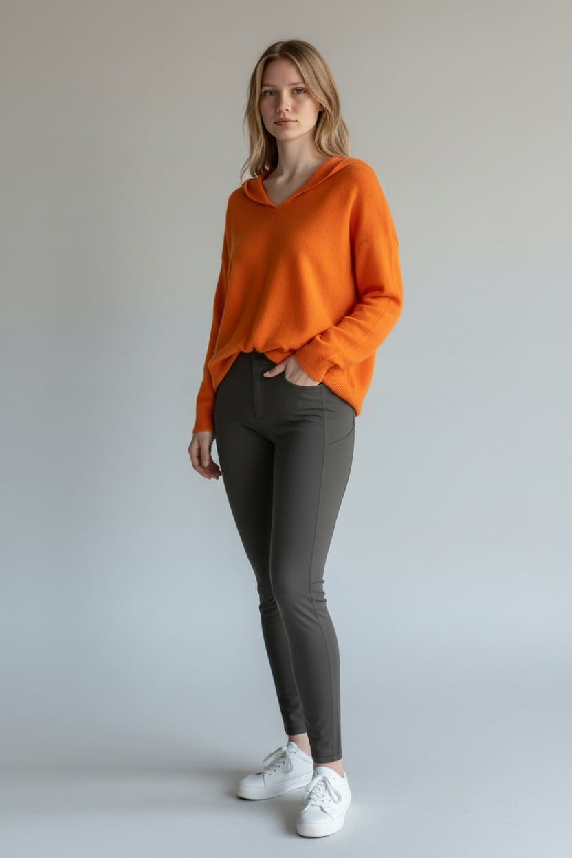 SoftForm Relaxed Knit Hoodie – Bright Orange