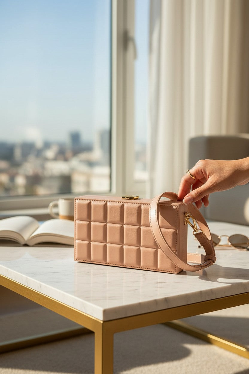 Astra Structured Box Bag - Blush Nude