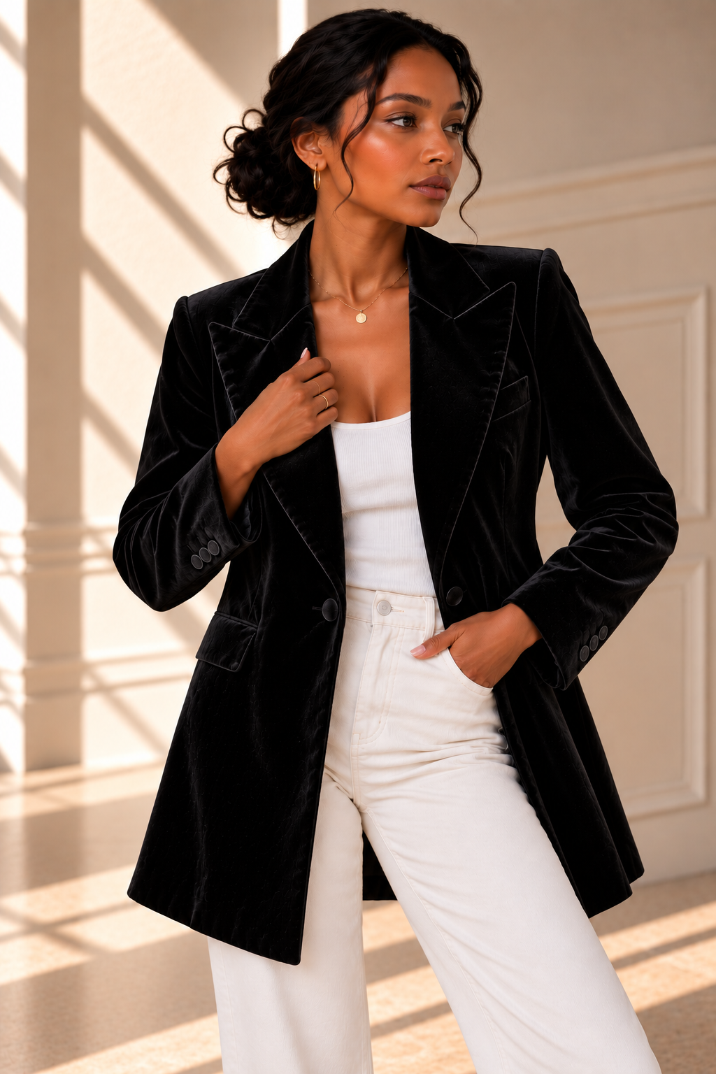 Romy Velvet Blazer – Black