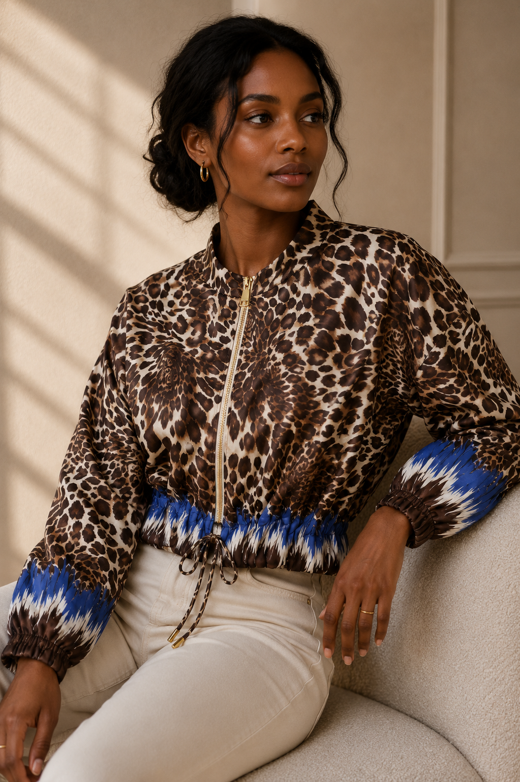 Savannah Leopard Bomber – Blue