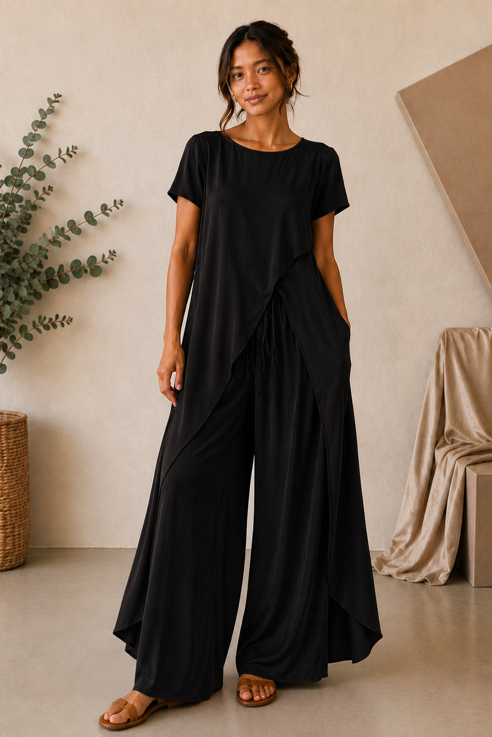 Sienna Muse Satin Co-Ord - Black