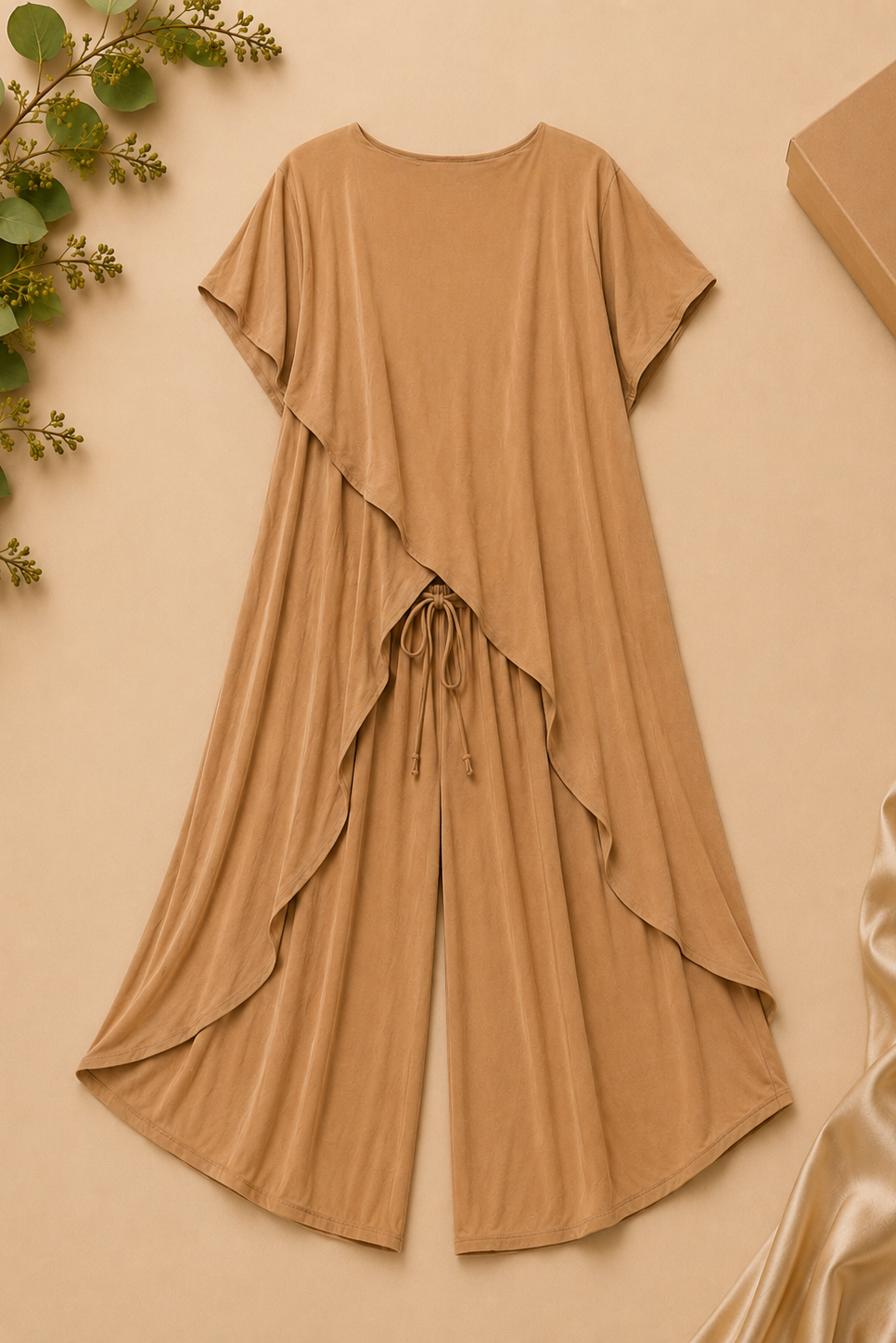 Sienna Muse Satin Co-Ord - Tan