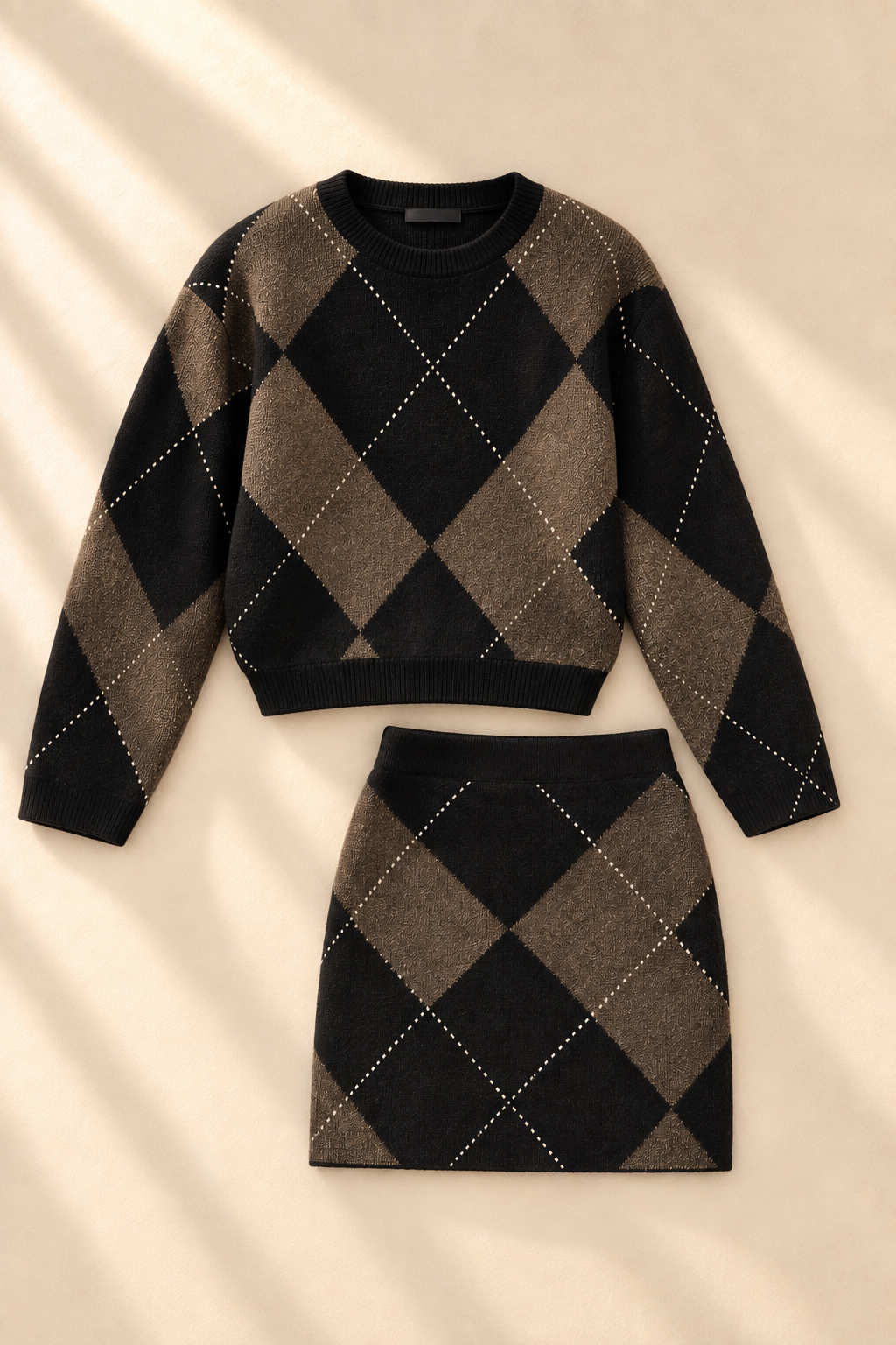 Valenne Knit Set - Black/Coffee