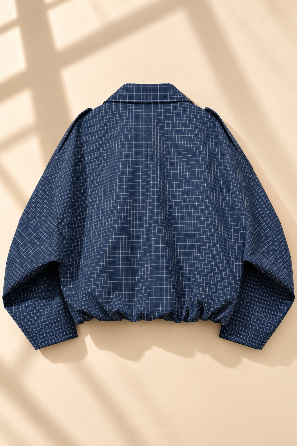 Veyra Check Cropped Jacket – Blue