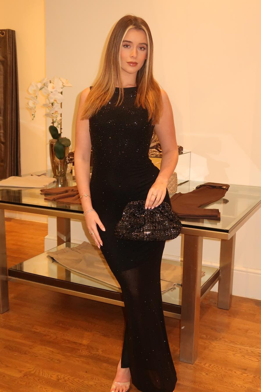Alara Glitter Mesh Dress
