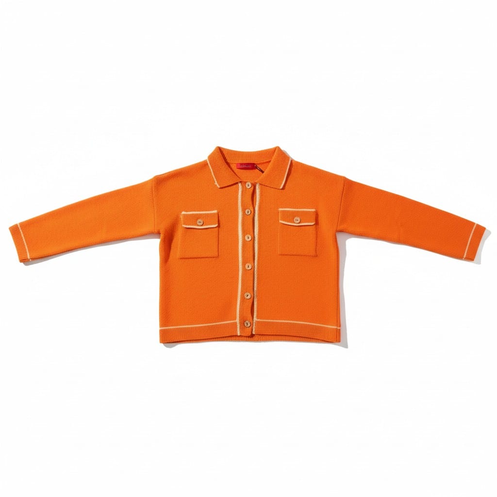 AmberEase Knit Cardigan – Sunset Orange