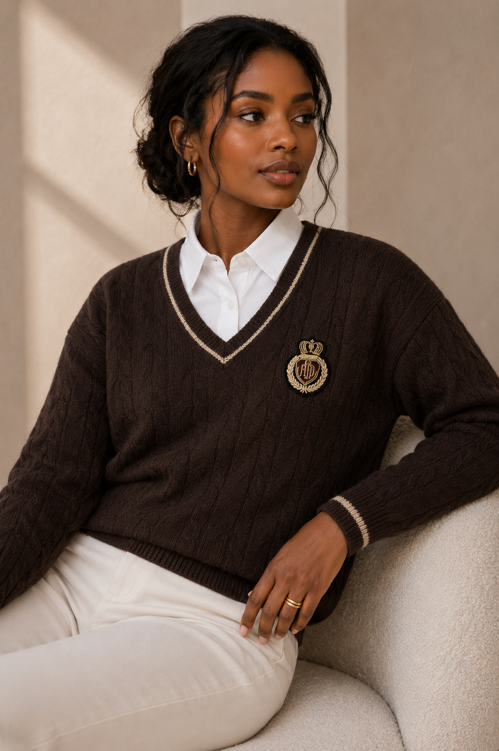 Windsor Crest Knit Jumper – Chocolate