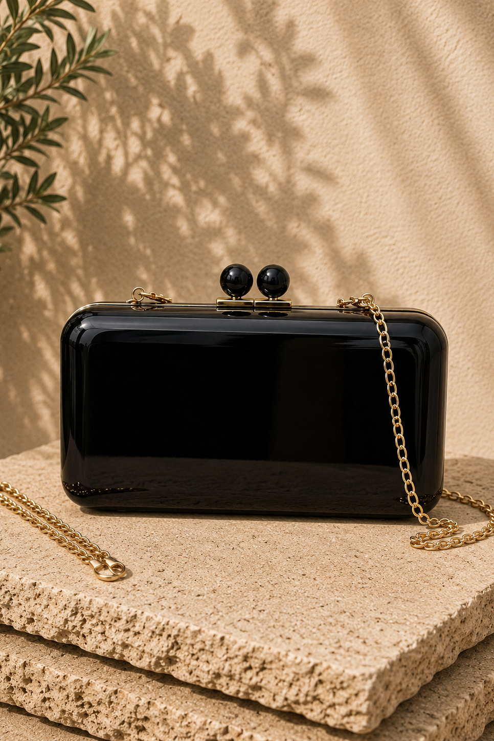 Pearl Luxe Clutch - Black