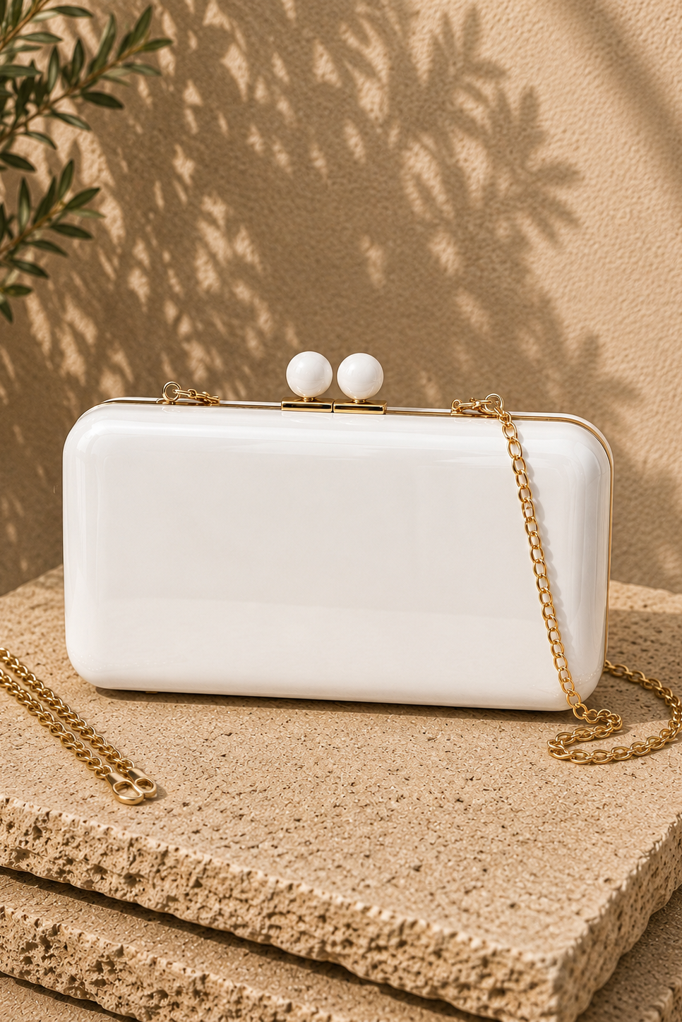 Pearl Luxe Clutch - White