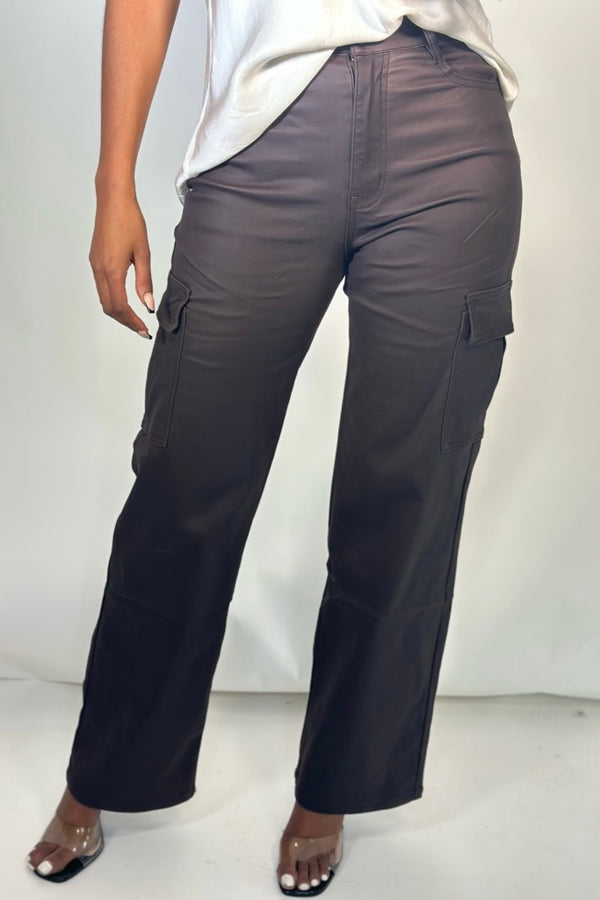GRACE COATED CARGO TROUSERS