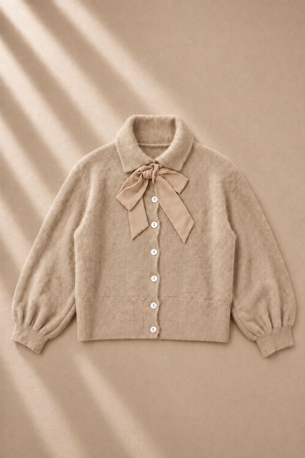 Amélie Bow Cardigan – Beige