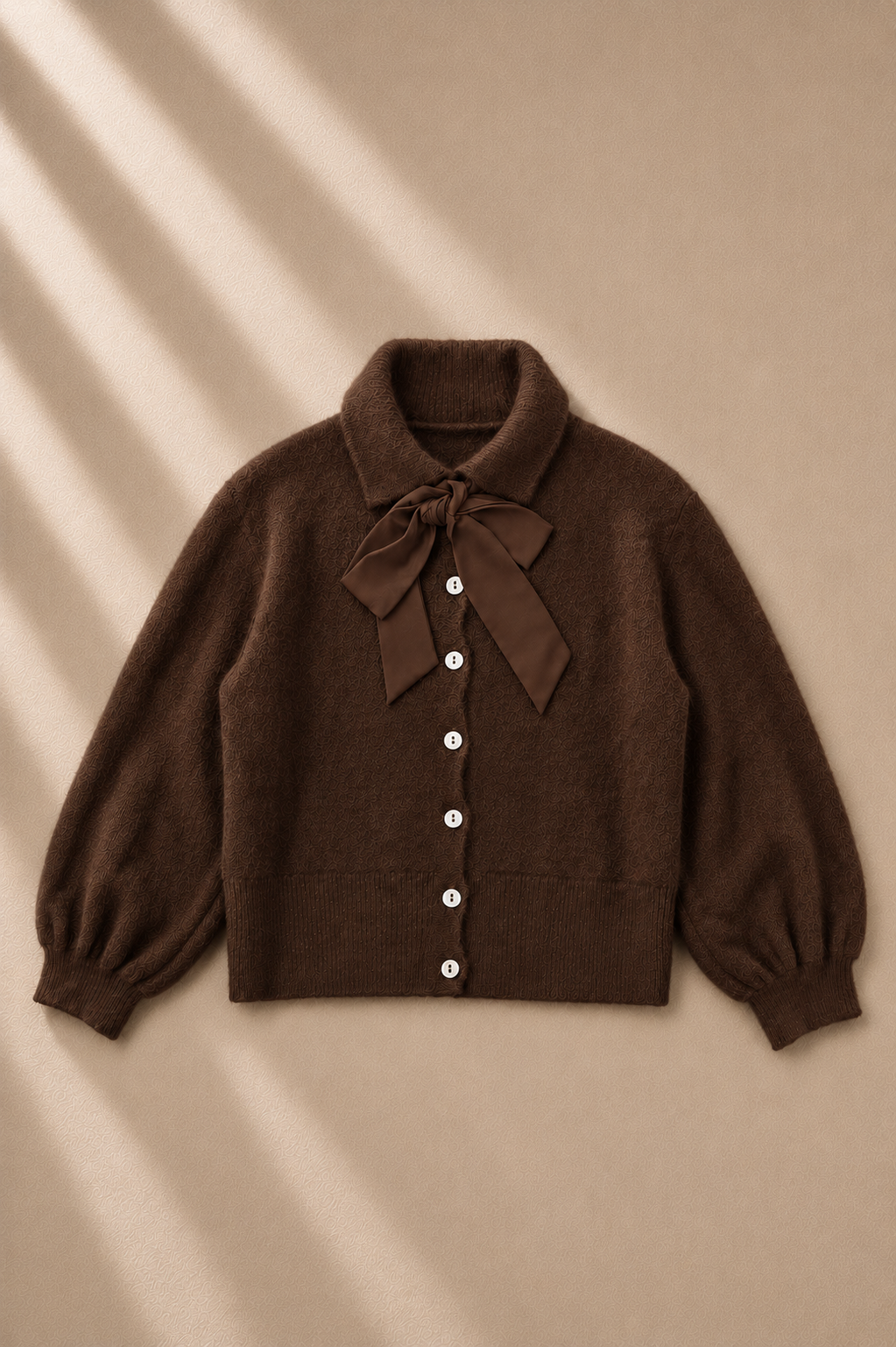 Amélie Bow Cardigan – Brown