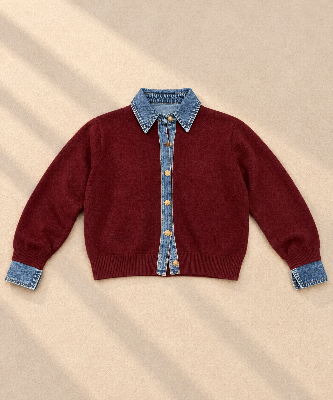 Archive Denim Cardigan – Burgundy
