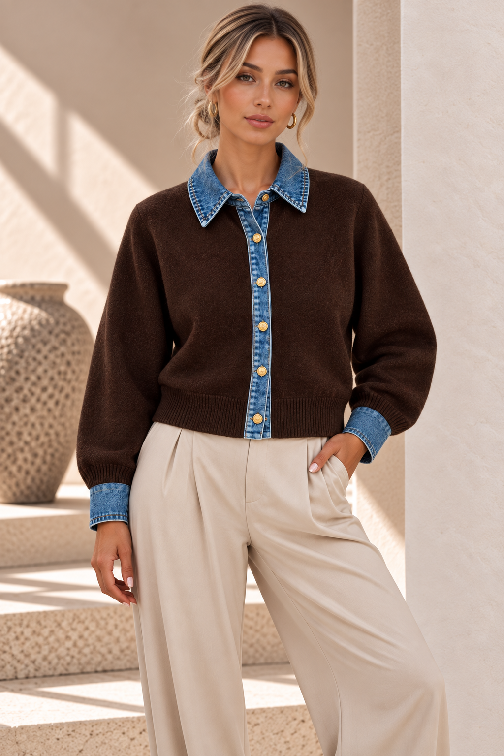 Archive Denim Cardigan – Chocolate