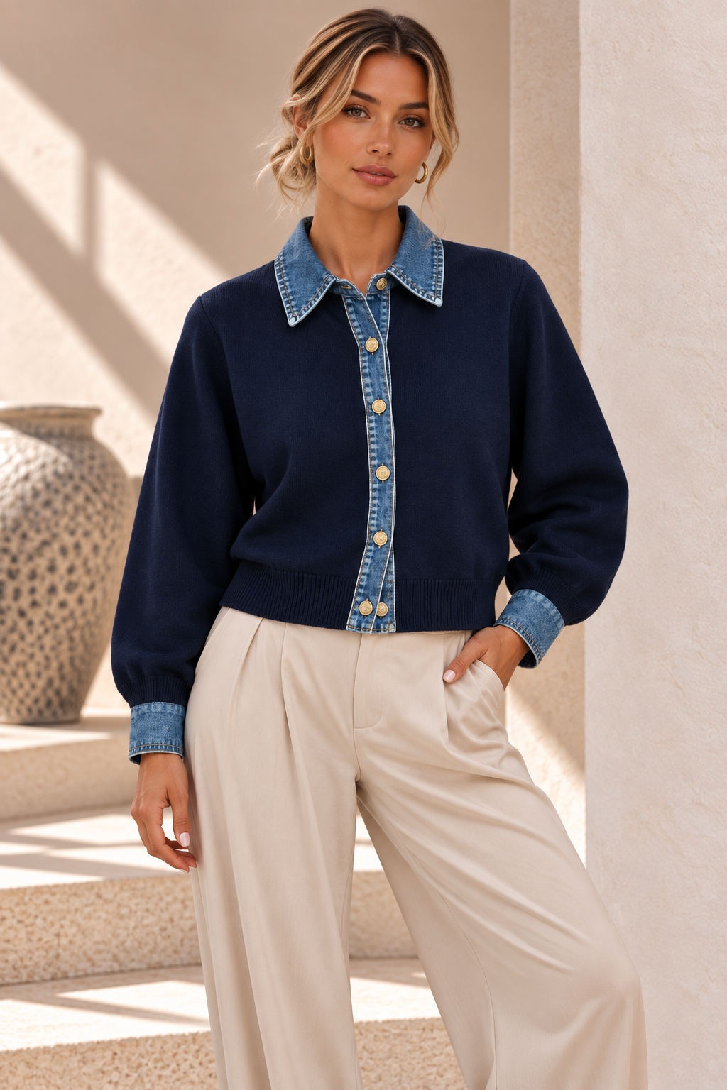 Archive Denim Cardigan – Navy
